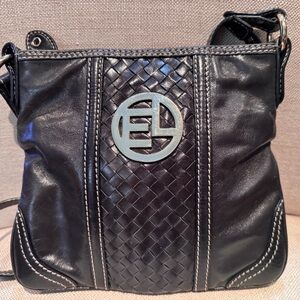 Elliott Lucca Elegant Black Leather Shoulder Bag